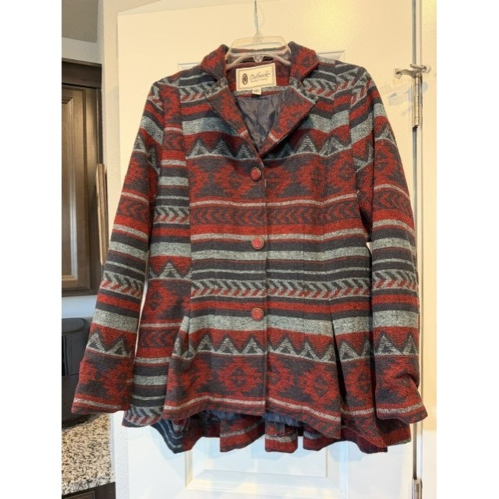 Outback Trading Co Blaire Jacket Womens M Southwestern Aztec Western Peplum NWT